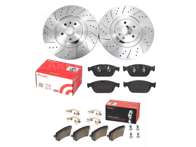 FOR AUDI A8 SQ5 TDI TFSI 8RB 2009 - FRONT DRILLED GROOVED BRAKE DISCS and front and rear pads  380MMX36M