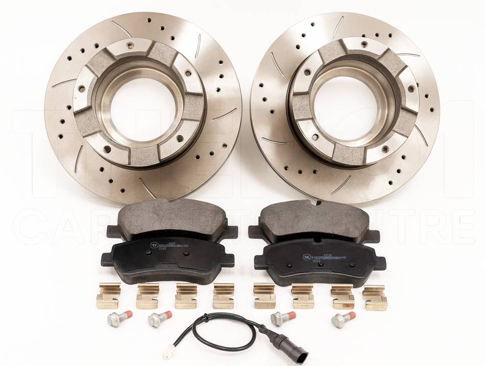 Rear Drilled & Grooved Brake Discs Pads For Ford Transit 2.2 Tdci 2012 On