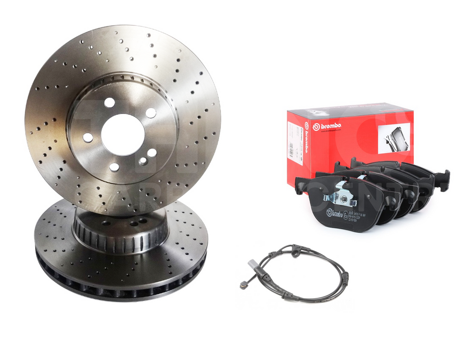 Bmw X5 E70 3.0si 30d 30i Xdrive Drilled Grooved Front Brake Discs & Brembo Pads