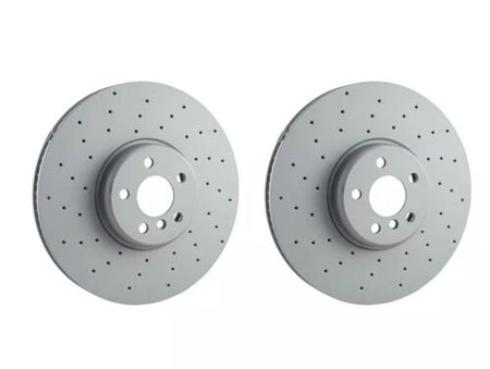 Gray drilled brake rotors for BMW 3 Series G20 G80 320d xDrive front disc and pad set