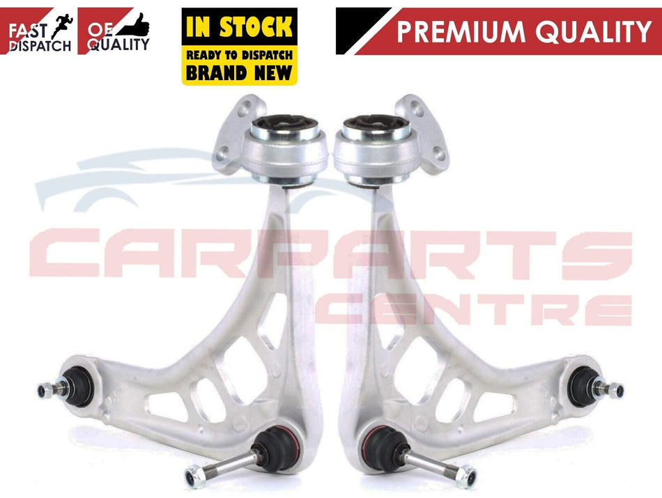 Pair of silver Bmw E46 1998-2005 front suspension lower track control wishbone arms
