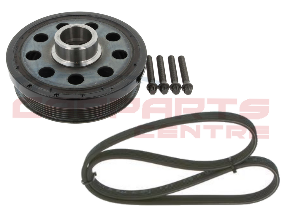 Engine harmonic balancer with bolts and belt for BMW X3 120d 118d 318d 320d 520d crankshaft pulley