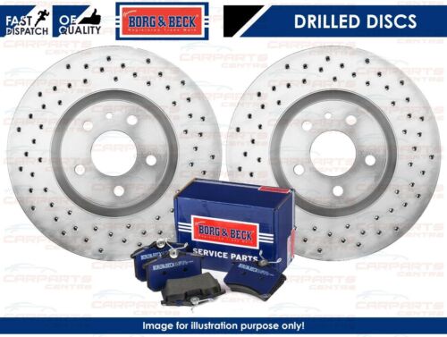 Front cross drilled brake discs and Borg Beck pads for BMW X6 M50d 385mm