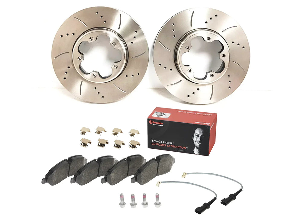 For Ford Transit 2.0 2.2 V362 V363 2012 - Front Drilled Grooved Brake Discs Pads