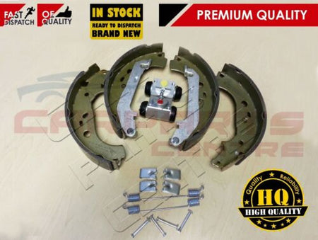 Automotive brake shoe set for Ford Transit Connect with wheel cylinder and fitting kit