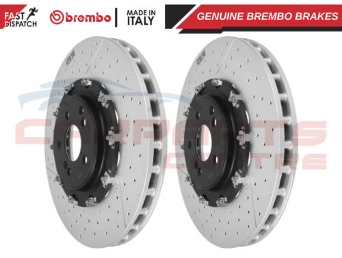 Two Brembo front floating drilled brake rotors for Mercedes C63 AMG 12 with 390mm discs