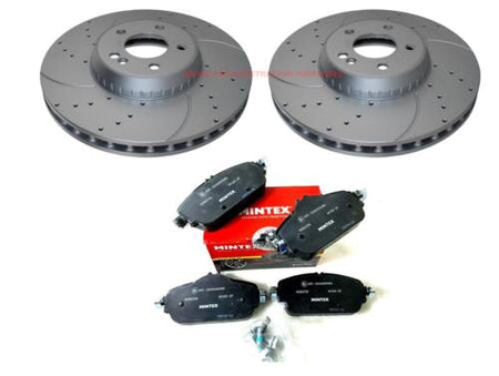 Mercedes Eclass Cclass W205 213 C205 drilled grooved brake rotors and pads