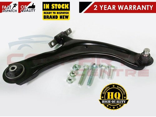 Black Nissan Qashqai front suspension lower wishbone arm with hardware and ball joint