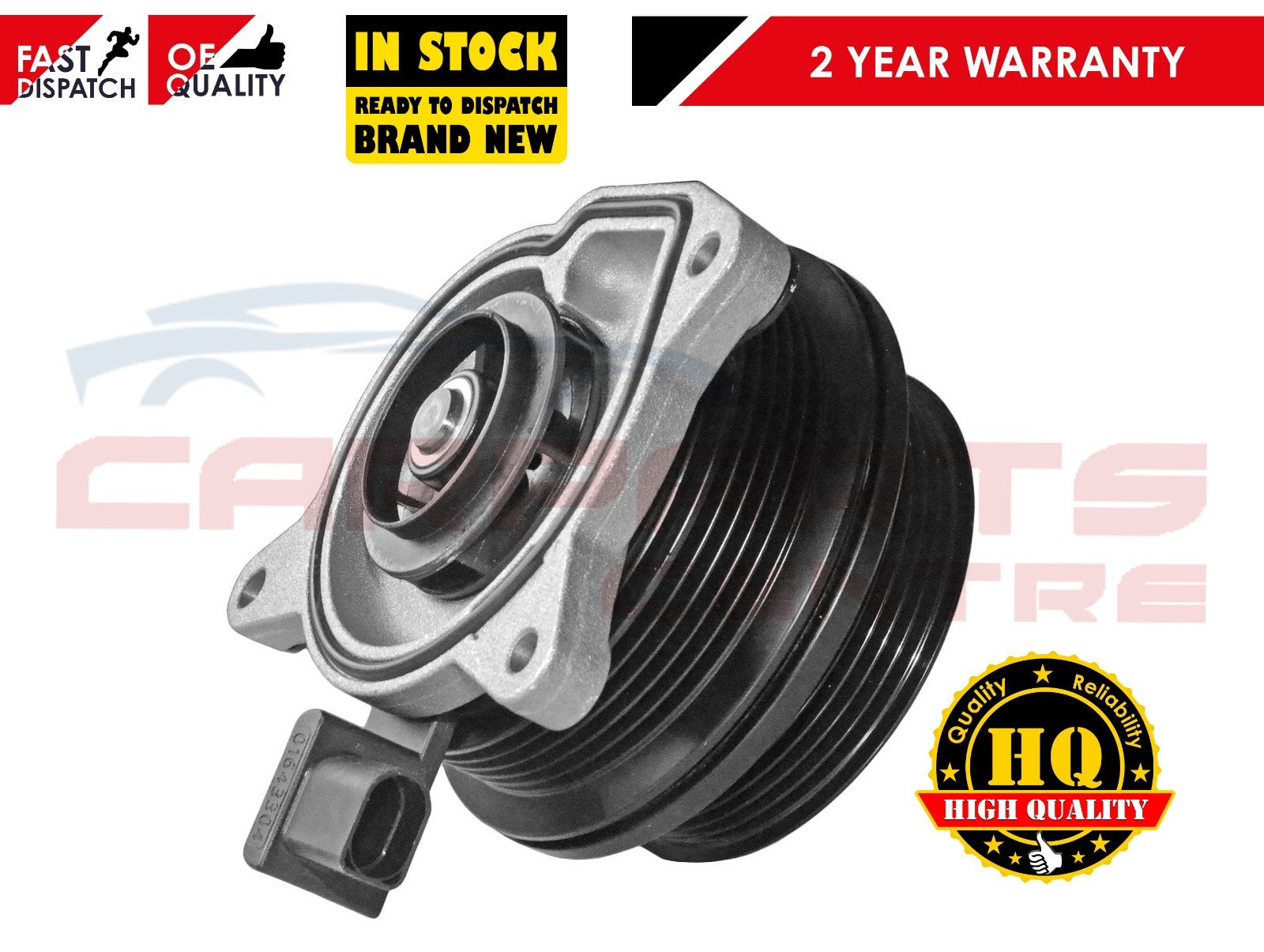 Automotive water pump with silver housing and black pulley for VW Beetle Scirocco Eos Golf Jetta Touran 1.4 TSI