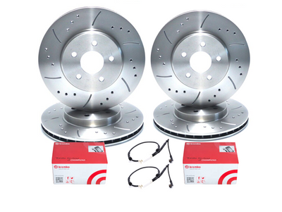 Front Rear Drilled and Grooved Discs Brembo Pads for Bmw