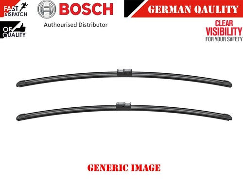 Pair of black windshield wipers from Genuine Bosch Aerotwin Front Wiper Blades Set