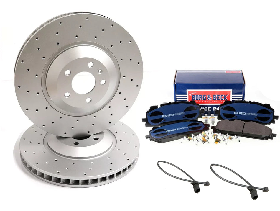 FRONT DRILLED BRAKE DISCS PADS 375mm 4M0615301AS FOR AUDI Q7 Q8 VW TOUAREG 15 -